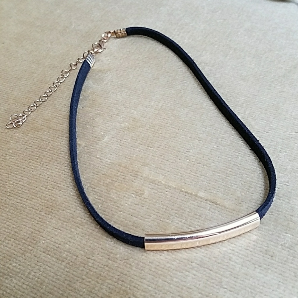 Choker or Bracelet in Black with Gold hardware